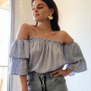 Cotton Candy LA Off-The-Shoulder Striped Blouse